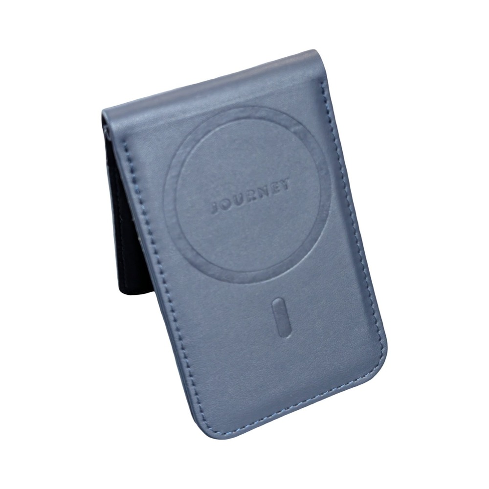 Qq3O GENUINE JOURNEY EZMO MagSafe Wallet & Phone Stand Navy Blue OPEN BOX Repack